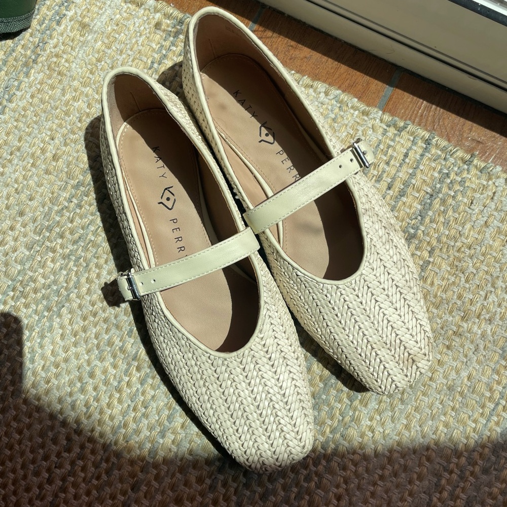 Mary Jane Cream Woven Mary Jane Flats